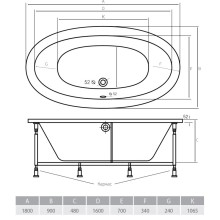 Акриловая ванна 180х90х48 см Alpen Amur AVD0057