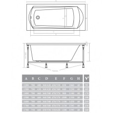 Акриловая ванна 160х70 см Alpen Diana AVP0032