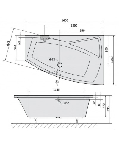 Акриловая ванна 160х100 см R Alpen Evia 12611