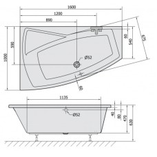 Акриловая ванна 160х100 см L Alpen Evia 11611