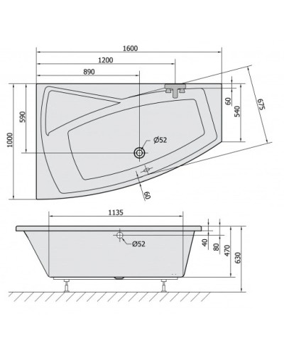 Акриловая ванна 160х100 см L Alpen Evia 11611