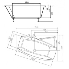 Акриловая ванна 170х100 см R Alpen Evia 22611