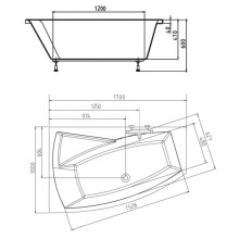Акриловая ванна 170х100 см L Alpen Evia 21611