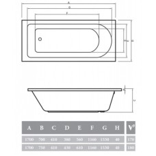 Акриловая ванна 170х70 см Alpen Fontana AVB0007