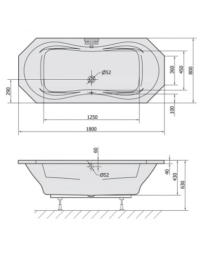 Акриловая ванна 180х80 см Alpen Fuga 31111