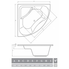 Акриловая ванна 140х140 см Alpen Indiana AVB0018