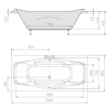 Акриловая ванна 190х90 см Alpen Garda 14111
