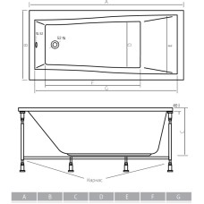 Акриловая ванна 170х75 см Alpen Flora AVP0034
