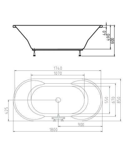 Акриловая ванна 180х85 см Alpen Io 16611