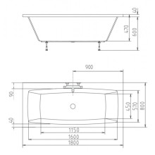 Акриловая ванна 170х80 см Alpen Kvadra 17611