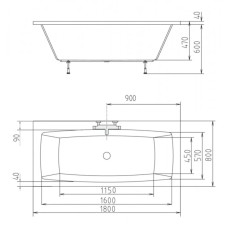 Акриловая ванна 170х80 см Alpen Kvadra 17611