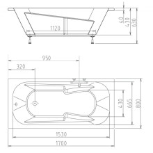 Акриловая ванна 170х80 см Alpen Kamelie 35111