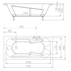 Акриловая ванна 170х80 см Alpen Kamelie 35111