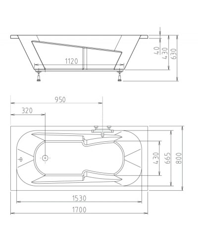 Акриловая ванна 170х80 см Alpen Kamelie 35111