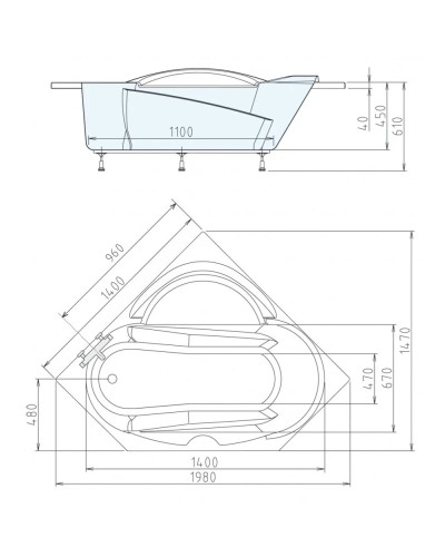 Акриловая ванна 140х140 см Alpen Lidie A07111