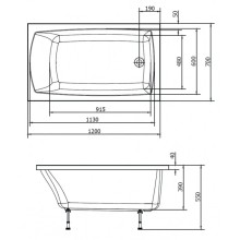 Акриловая ванна 120х70 см Alpen Lily 25111