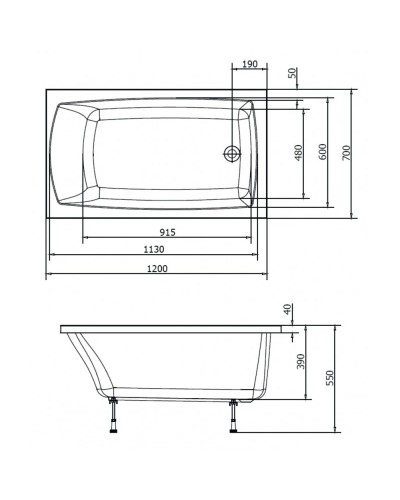 Акриловая ванна 120х70 см Alpen Lily 25111