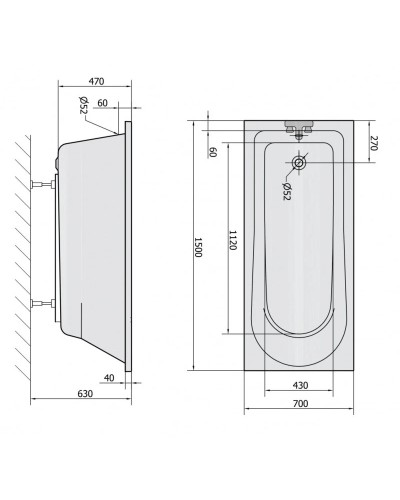 Акриловая ванна 150х70 см Alpen Lisa 85111