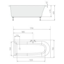 Акриловая ванна 170х70 см Alpen Lisa 87111