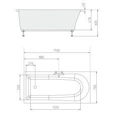 Акриловая ванна 170х70 см Alpen Lisa 87111