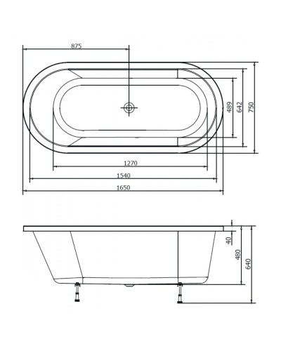 Акриловая ванна 165х75 см  Alpen Astra O 35611