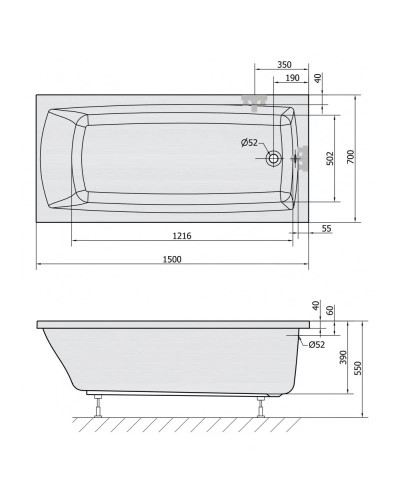 Акриловая ванна 150х70 см Alpen Lily 72273