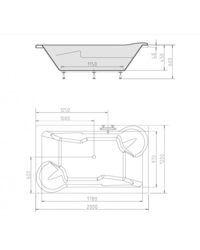 Акриловая ванна 200х120 см Alpen Duo 16111