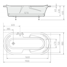 Акриловая ванна 190х88 см Alpen Linda 22111