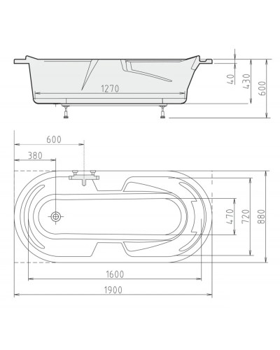Акриловая ванна 190х88 см Alpen Linda 22111