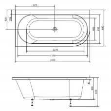 Акриловая ванна 165х80 см L Alpen Astra 33611