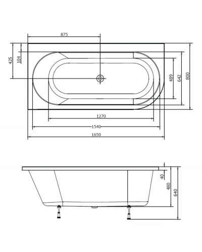 Акриловая ванна 165х80 см L Alpen Astra 33611