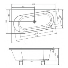 Акриловая ванна 165х90 см WL Alpen Astra 30611