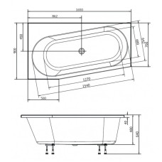 Акриловая ванна 165х90 см WL Alpen Astra 30611