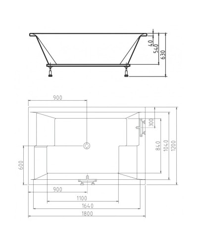 Акриловая ванна 180х120 см Alpen Dupla 13611