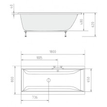 Акриловая ванна 180х80 см Alpen Cleo A05611