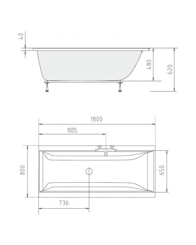 Акриловая ванна 180х80 см Alpen Cleo A05611