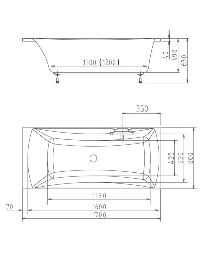 Акриловая ванна 180х80 см Alpen Alia 34119