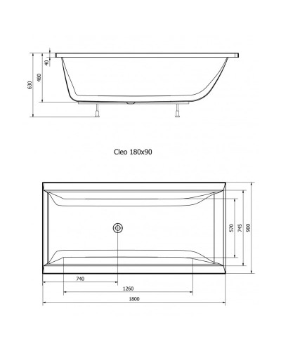 Акриловая ванна 180х90 см Alpen Cleo 13111