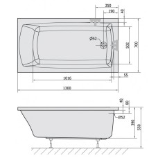Акриловая ванна 130х70 см Alpen Lily 77511