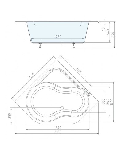 Акриловая ванна 152х152 см Alpen Edera A01111