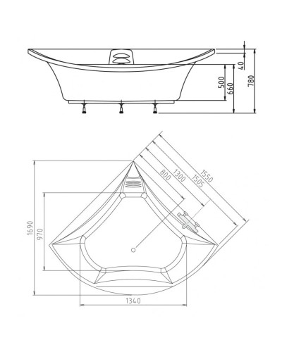 Акриловая ванна 155х155 см Alpen Bermuda 33219