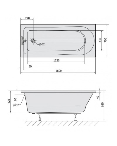 Акриловая ванна 160х70 см Alpen Lisa 86111