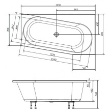 Акриловая ванна 165х90 см WR Alpen Astra 31611