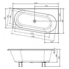 Акриловая ванна 165х90 см WR Alpen Astra 31611