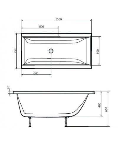 Акриловая ванна 150х75 см Alpen Cleo 27611
