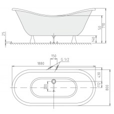 Акриловая ванна 188х80 см Alpen Charleston 38132
