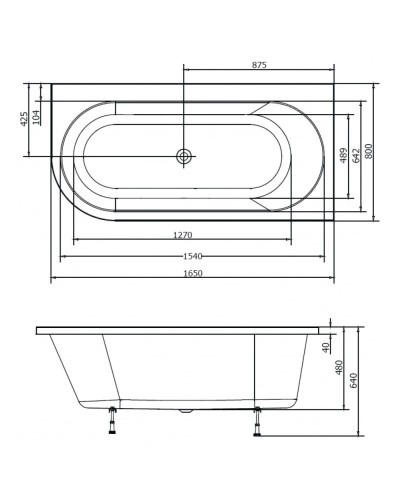 Акриловая ванна 165х80 см R Alpen Astra 34611