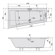 Акриловая ванна 170х90 см R Alpen Andra 81511