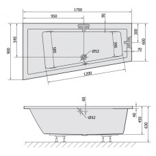 Акриловая ванна 170х90 см R Alpen Andra 81511