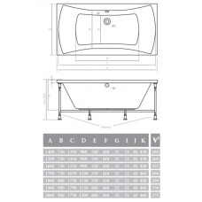 Акриловая ванна 190х90х46 см Alpen Luna AVP0010